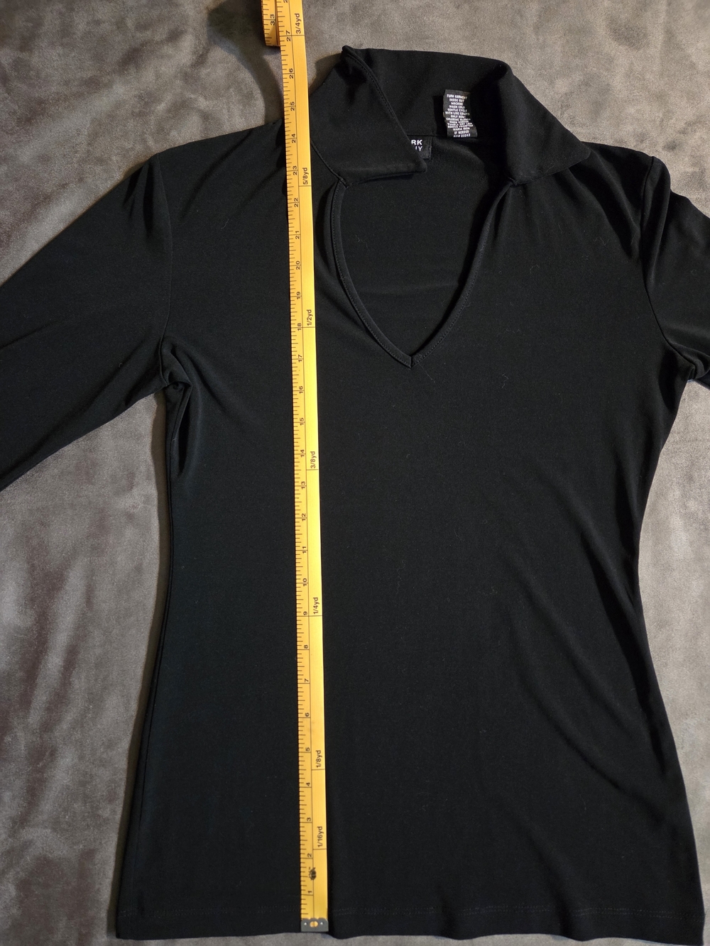 New York & Company Black Johnny Collar V-Neck Long Sleeve Top — Size XS - Picture 6 of 7